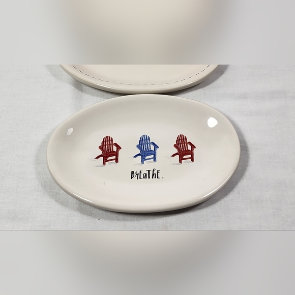 NEW RAE DUNN JULY FOURTH / BREATHE SNACK PLATE  ARTISAN COLLECTION BY MAGENTA - Picture 2 of 8